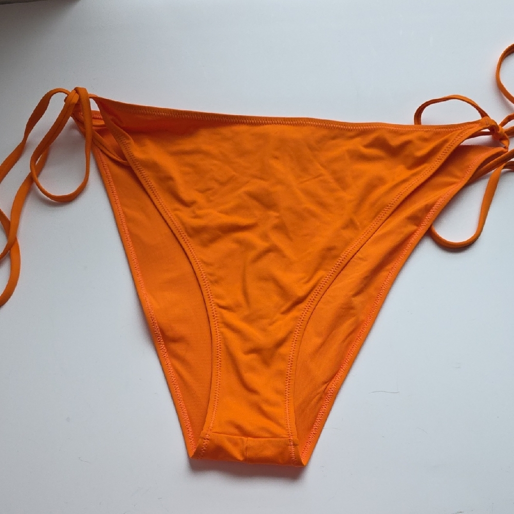 SKIMS Recycled Swim Low Rise Tie Bright Orange Bikini Bottom 4X G152